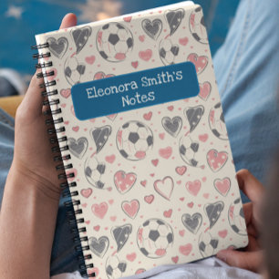 Fußball und Liebesherzen Kinder Zurück zur Schule Notizbuch