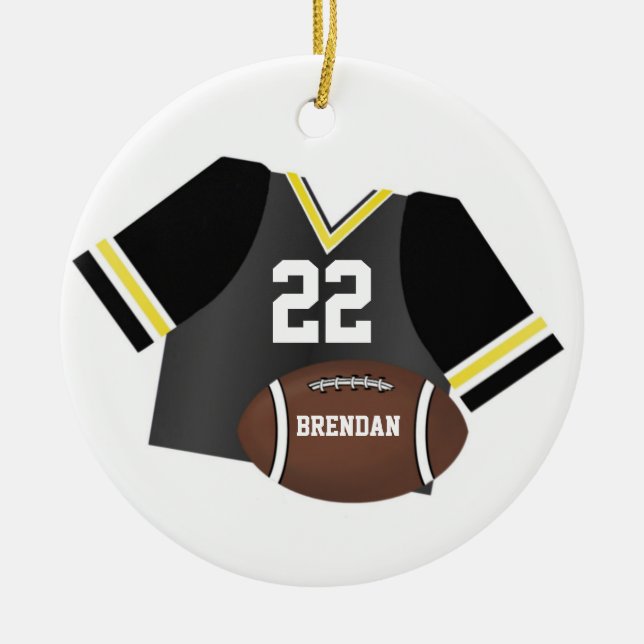Fußball und personalisierte Andenken-Verzierung Keramik Ornament (Vorne)