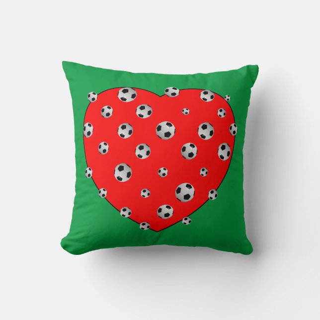 Fußball und Rotes Herz Kissen (Vorderseite)