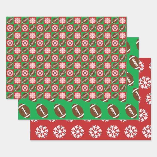 Fußball und Schneeflocken Rote und Grüne Weihnacht Geschenkpapier Set (Set)