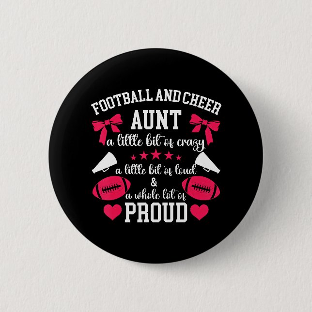 Fußball und Tante Proud Football & Cheer Button (Vorderseite)