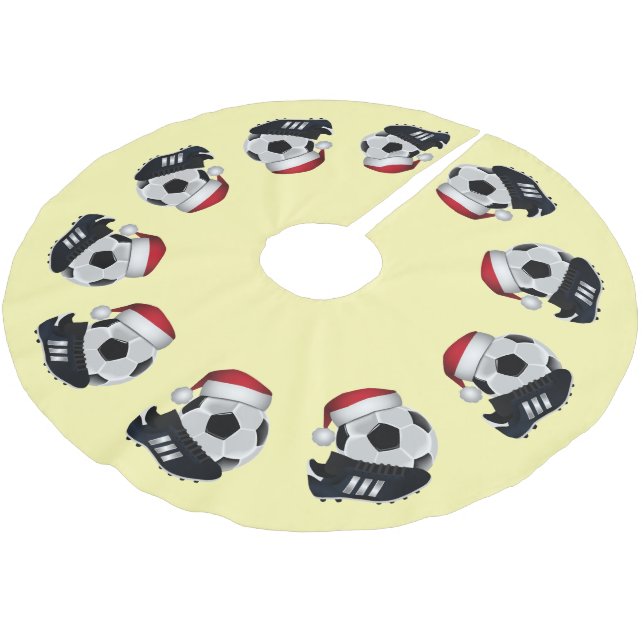 Fußball und Weihnachten Polyester Weihnachtsbaumdecke (Schrägansicht)