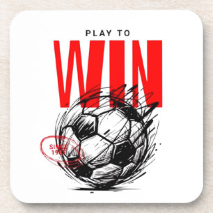 Fußball-Untersetzer "Spiel um zu gewinnen" - Motiv Getränkeuntersetzer