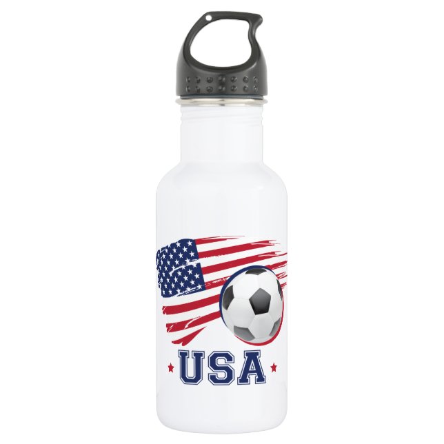 Fußball USA Edelstahlflasche (Vorderseite)