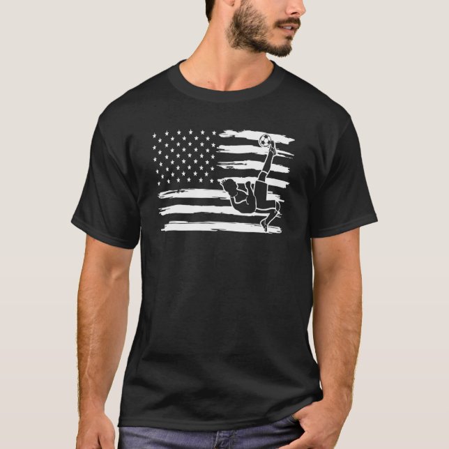 Fußball-USA-Flagge Hintergrund Fußball T-Shirt (Vorderseite)