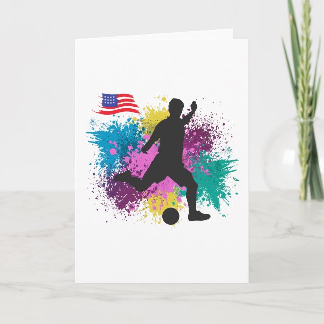 Fußball USA Grungy Color Splashes Karte (Vorderseite)
