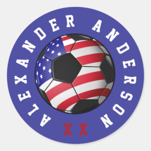 Fußball USA Personalisieren Runder Aufkleber