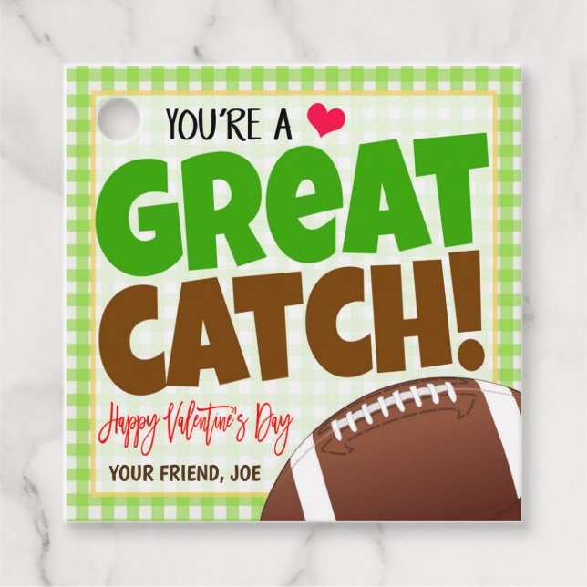 Fußball-Valentine-Geschenkmarke Geschenkanhänger (Vorderseite)