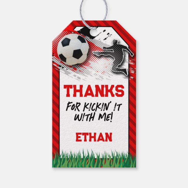 Fußball Vielen Dank Tag RED Geschenkanhänger (Vorderseite)