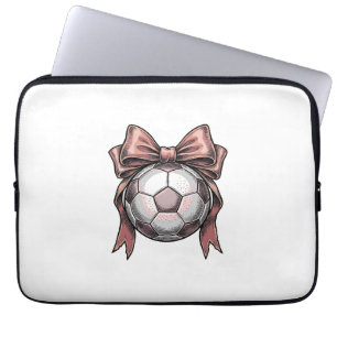 Fußball Vintage mit rosa Schleife Laptopschutzhülle