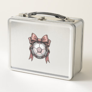 Fußball Vintage rosa Schleife Metall Brotdose