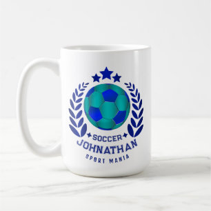 Fußball-Wappen Helle blaue Sport-Fan-Geschenke Kaffeetasse