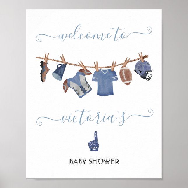 Fußball-Wäscheleine Kinderdusche Begrüßungszeichen Poster (Vorne)