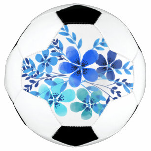 Fußball Wasserfarbe Blau Blumen Design Kunst