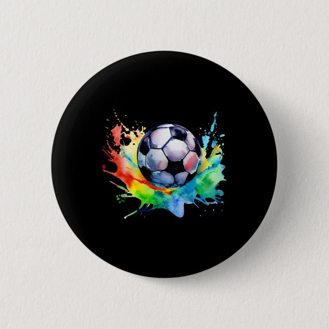 Fußball Wasserfarbe Fußball Kunstsplash Spieler Button (Vorderseite)