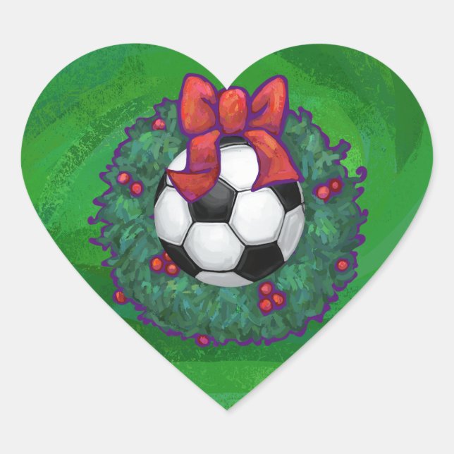 Fußball Weihnachten Herz-Aufkleber (Vorderseite)