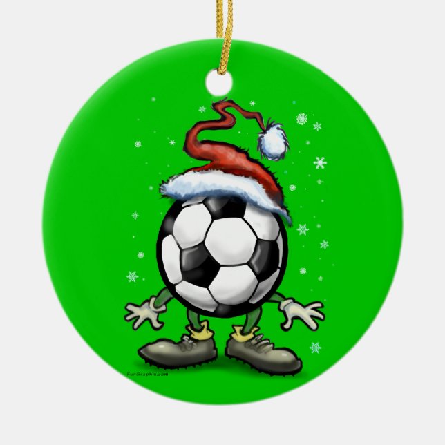 Fußball-Weihnachten Keramikornament (Vorne)