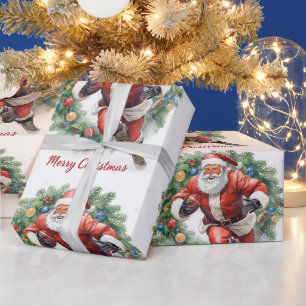 Fußball Weihnachten mit dem Weihnachtsmann Geschenkpapier