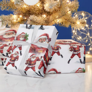 Fußball Weihnachten mit dem Weihnachtsmann Geschenkpapier