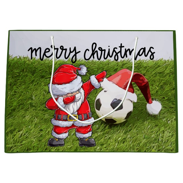 Fußball Weihnachten mit Fußball und Weihnachtsmusi Große Geschenktüte (Vorderseite)