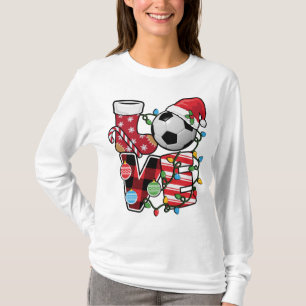 Fußball Weihnachten Pajamas Spaß Rote Karierte Wei T-Shirt