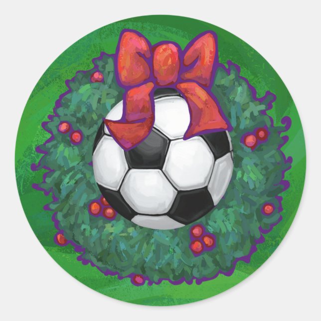 Fußball Weihnachten Runder Aufkleber (Vorderseite)