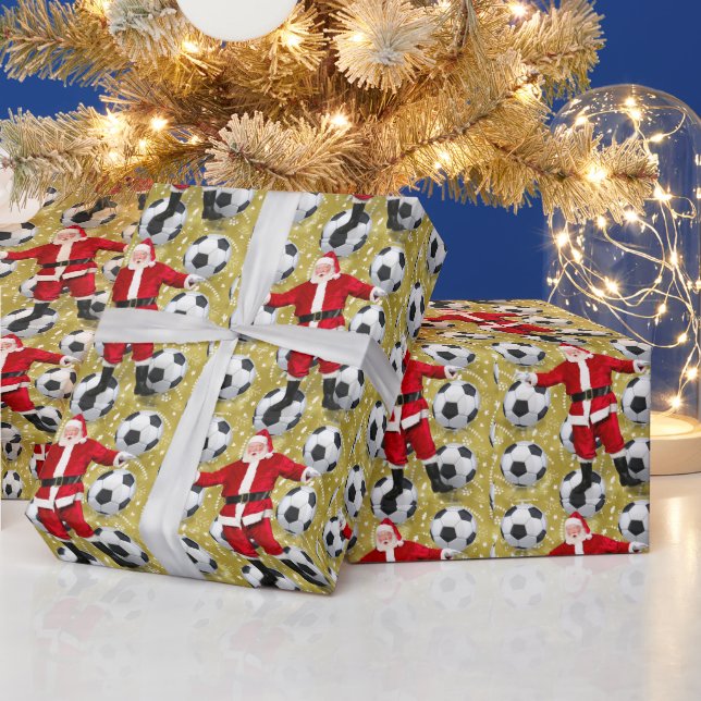 Fußball Weihnachten Thema für Spieler mit Ball Geschenkpapier (Feiertage)