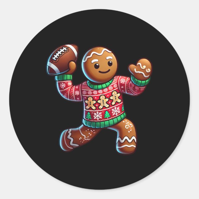 Fußball Weihnachts Lebkuchen Mann Fußball Ugly C Runder Aufkleber (Vorderseite)