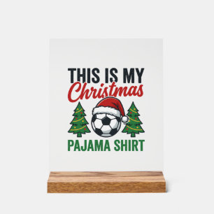 Fußball-Weihnachts-Pyjama-Shirt Acrylschild