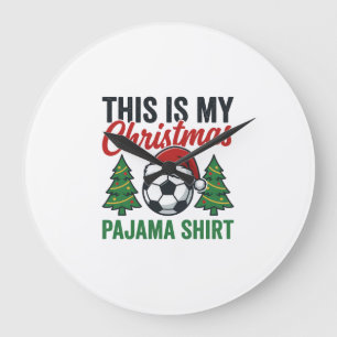 Fußball-Weihnachts-Pyjama-Shirt Große Wanduhr