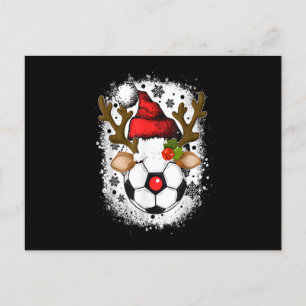 Fußball-Weihnachts-Rentiere mit Santa-Hut Lustiger Feiertagspostkarte