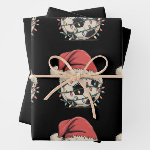 Fußball Weihnachts-Weihnachtsmannmütze Weihnachten Geschenkpapier Set