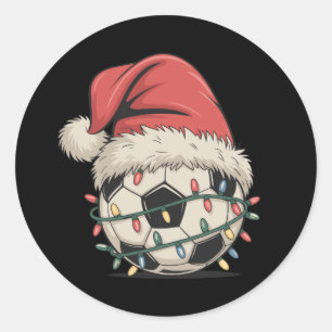 Fußball Weihnachts-Weihnachtsmannmütze Weihnachten Runder Aufkleber