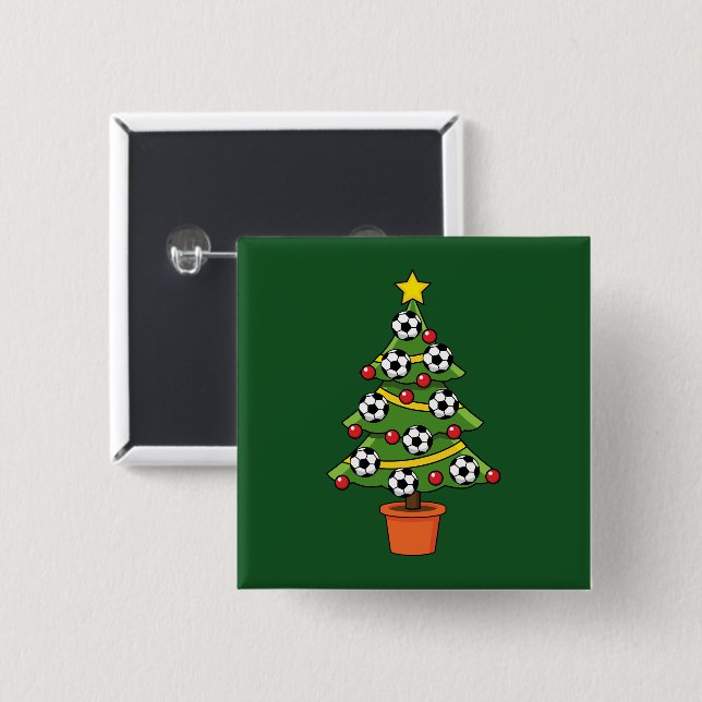 Fußball Weihnachtsbaum Button (Vorne & Hinten)