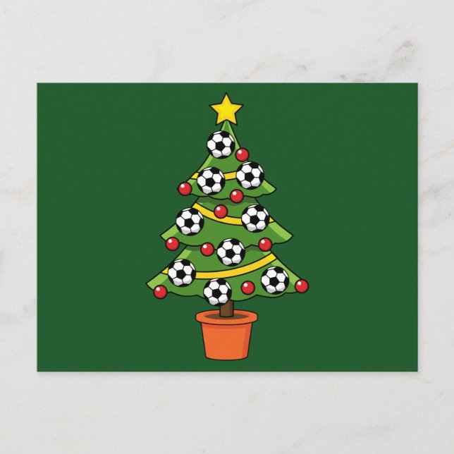 Fußball Weihnachtsbaum Feiertagspostkarte (Vorderseite)