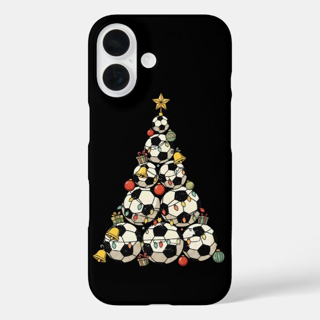 Fußball-Weihnachtsbaum iPhone 16 Hülle (Rückseite)