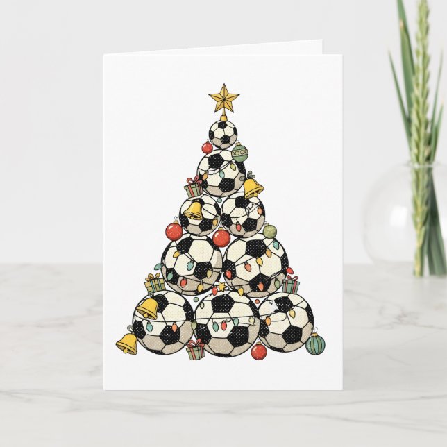 Fußball-Weihnachtsbaum Karte (Vorderseite)