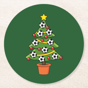 Fußball Weihnachtsbaum Runder Pappuntersetzer