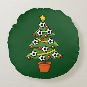 Fußball Weihnachtsbaum Rundes Kissen
