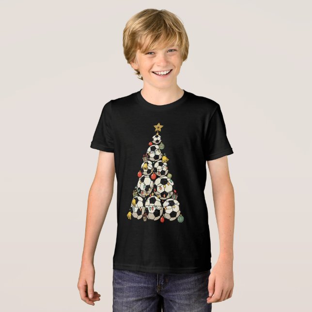 Fußball-Weihnachtsbaum Tri-Blend Shirt (Vorderseite voll)