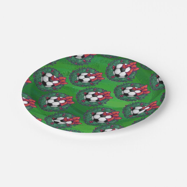 Fußball-Weihnachtsfest Pappteller (Schrägansicht)