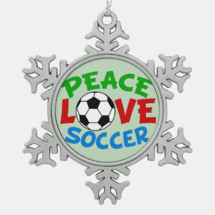 Fußball-Weihnachtsgrün Schneeflocken Zinn-Ornament