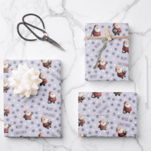 Fußball-Weihnachtsmann auf blassem Lila Geschenkpapier Set
