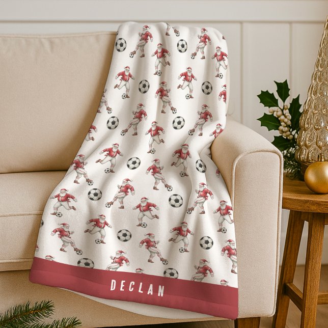 Fußball-Weihnachtsmann personalisiertes Weihnachte Fleecedecke (Von Creator hochgeladen)