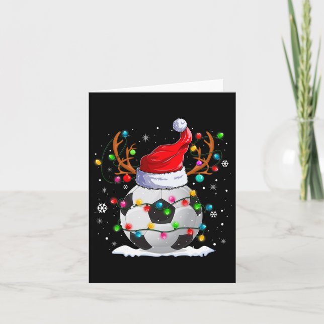 Fußball Weihnachtsmannmütze Rentiere Weihnachtsbel Karte (Vorderseite)