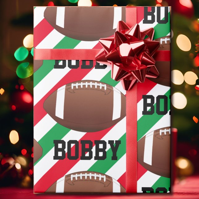 Fußball Weihnachtsnachtsnacht Name Streifen rot &  Geschenkpapier (Von Creator hochgeladen)