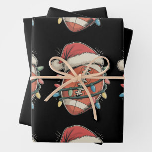 Fußball Weihnachtssport Weihnachtsmannmütze Geschenkpapier Set