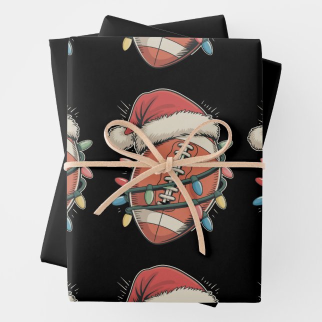Fußball Weihnachtssport Weihnachtsmannmütze Geschenkpapier Set (Beispiel)