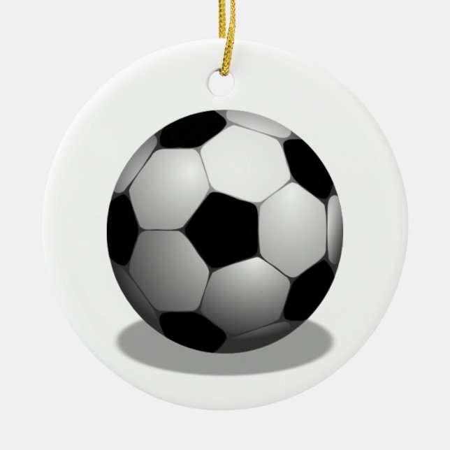 Fußball-Weihnachtsverzierung Keramikornament (Vorne)
