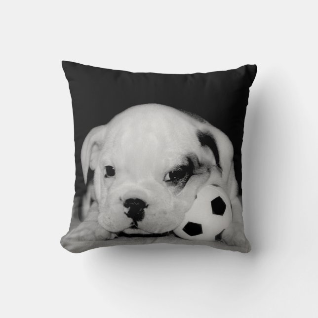 "Fußball-Welpen-" englische Bulldogge Kissen (Vorderseite)